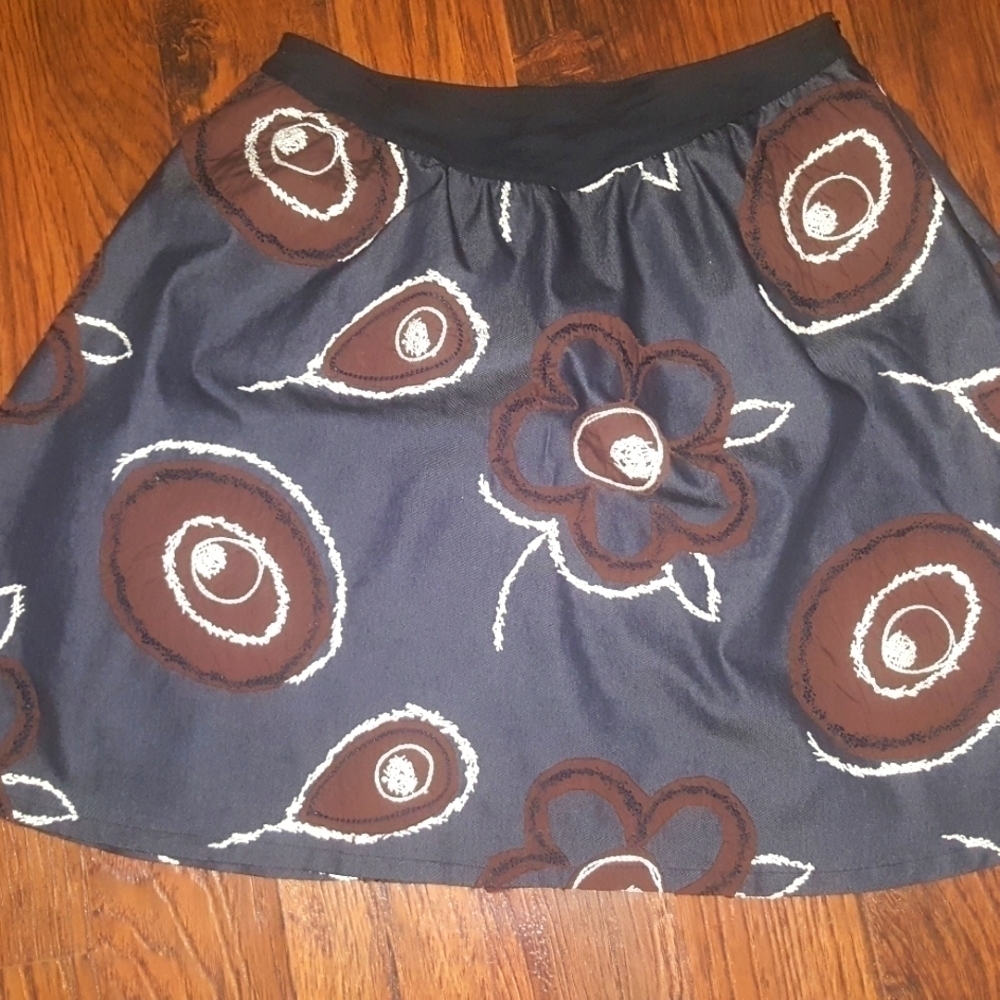 Billy Reid Blue Denim Embroidered Skirt Size 8